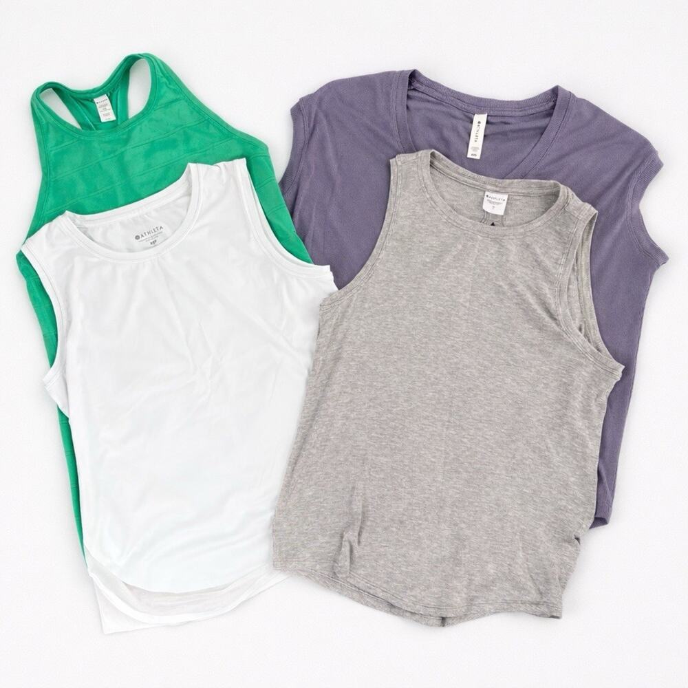Athleta Ribbed Tank Tops Bundle (4) | XXS–XS Soft Stretch Athleisure Minimalist